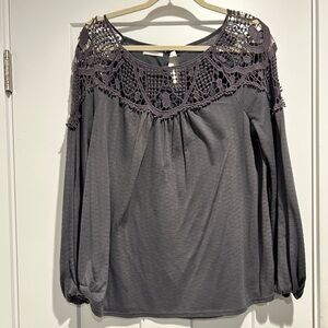 Maurices Charcoal Crochet Detail Blouse